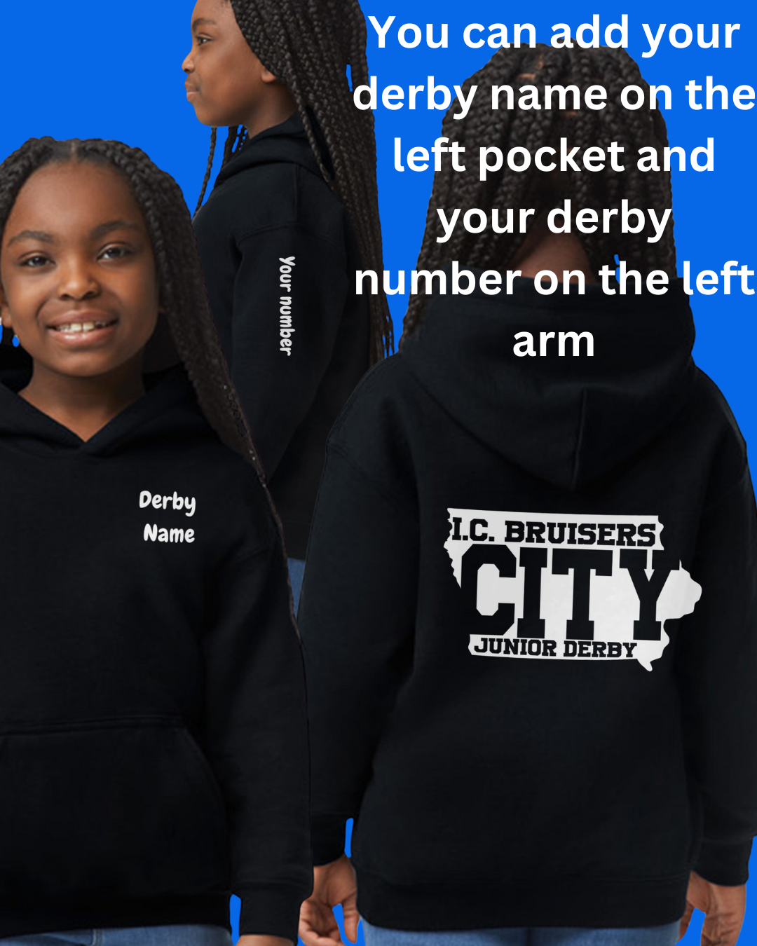 I. C. Bruiser's Junior Roller Derby Personalized Hoodie - Youth