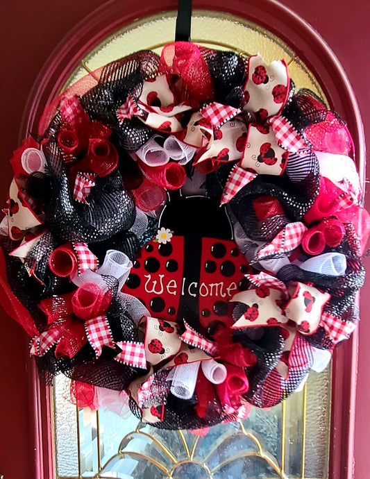 Lady Bug Front Door Wreath