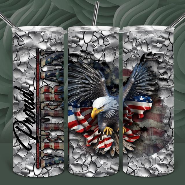 Proud Veteran with Eagle Custom Travel Tumbler Mug