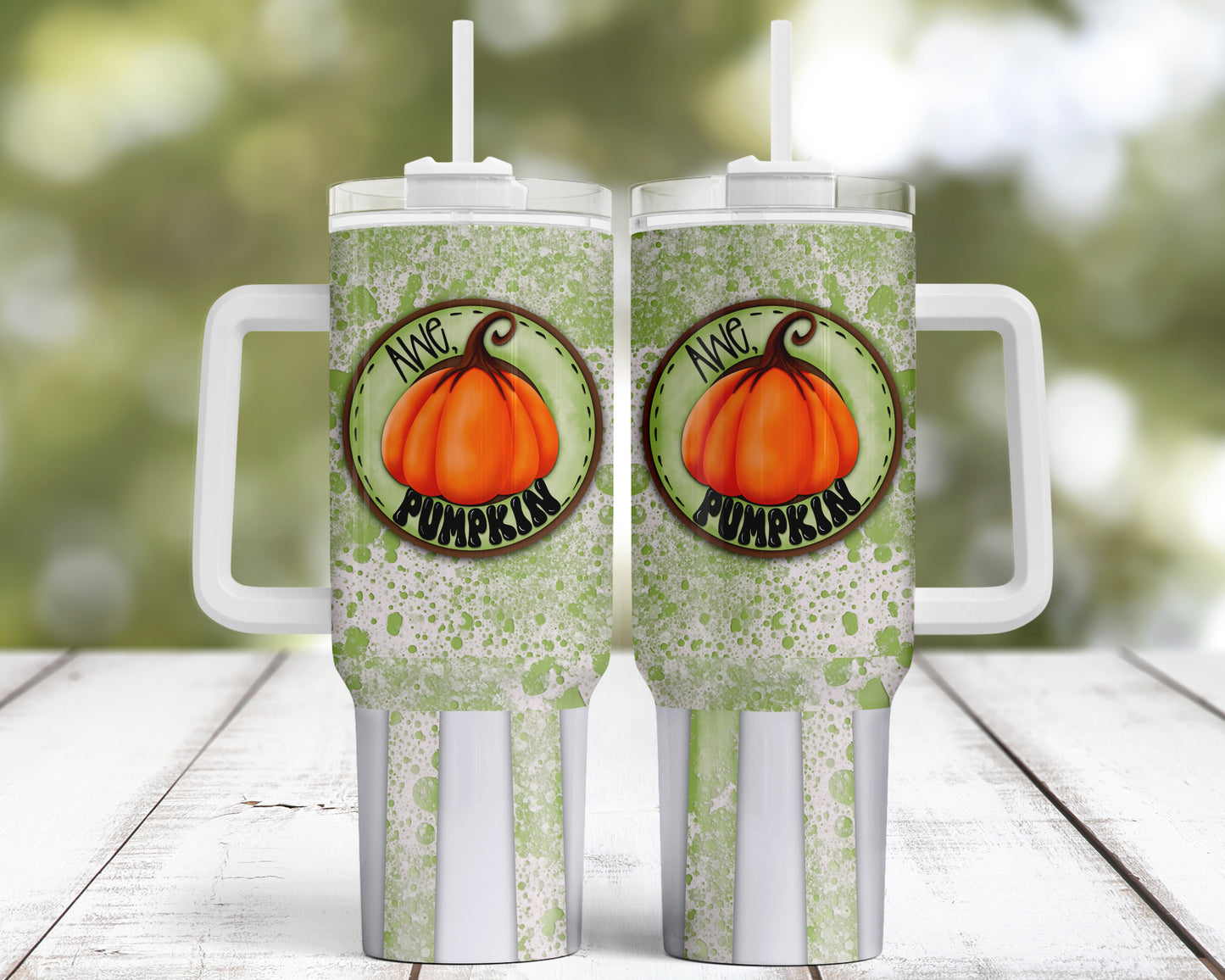 Awe, Pumpkin Custom Travel Tumbler Mug