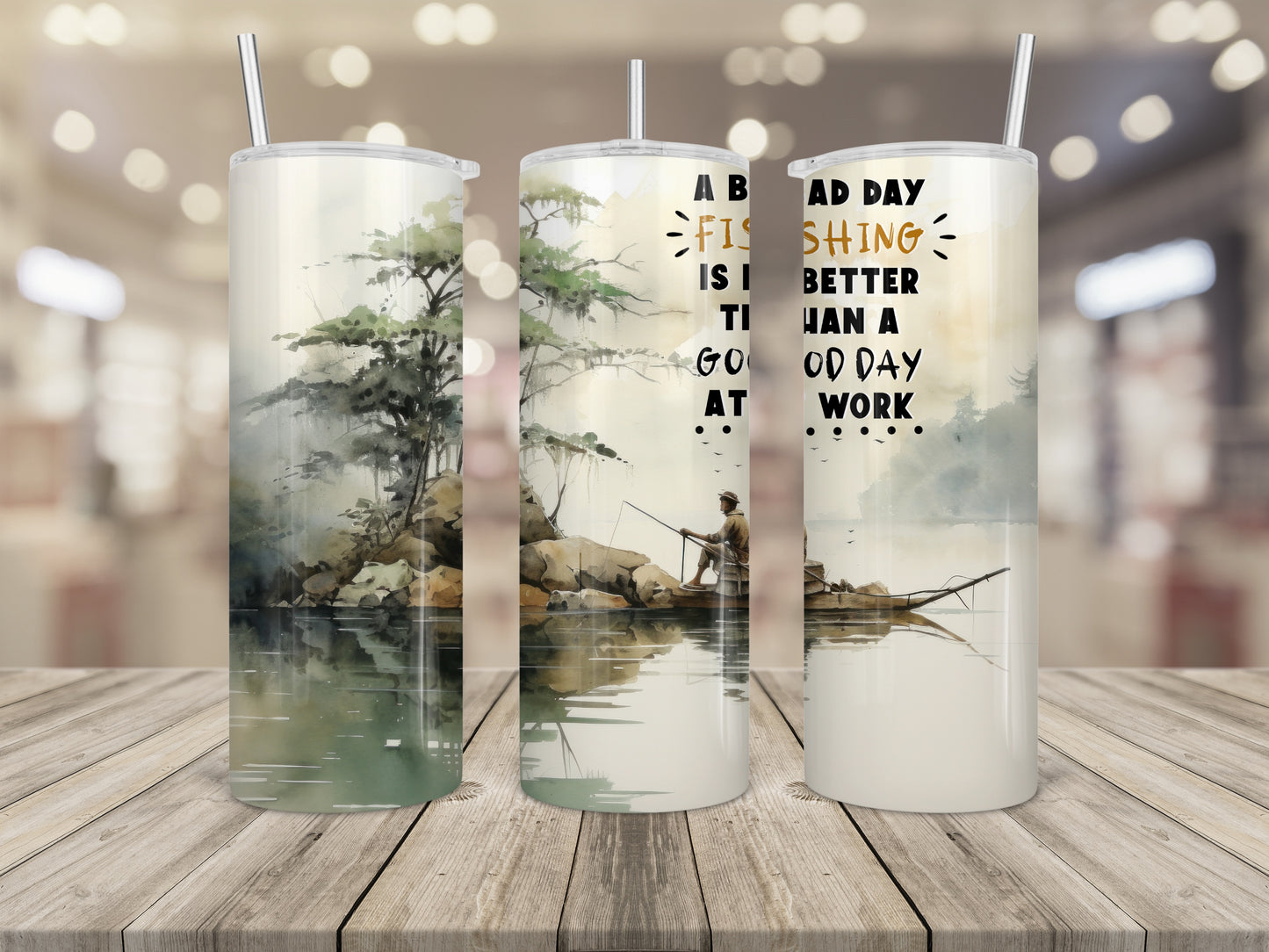 A Bad Day Fishing 20 oz Customizable Travel Tumbler Mug