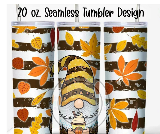 Fall Leaves and Gnomes Custom Travel Tumbler Mug