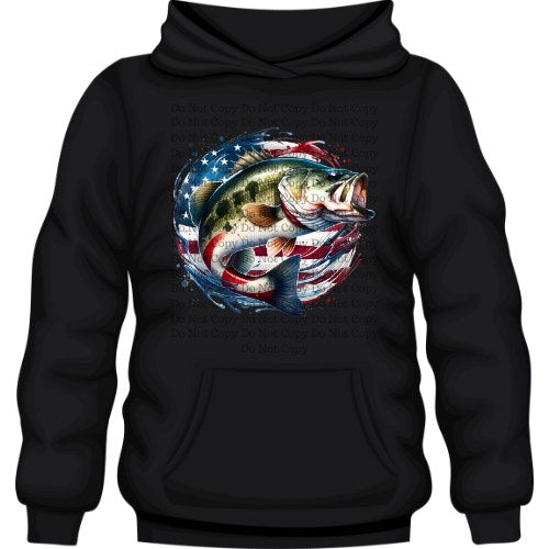 Bass with Flag Background Unisex T-Shirt/Hoodie/Sweatshirt