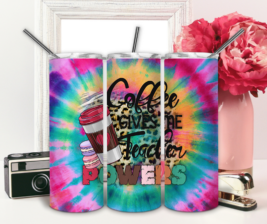 Coffee Gives Me Teacher Powers Custom Travel Tumbler Mug