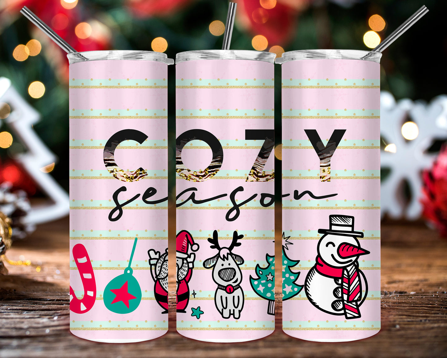 Cozy Season Pink 20 oz Customizable Travel Tumbler Mug