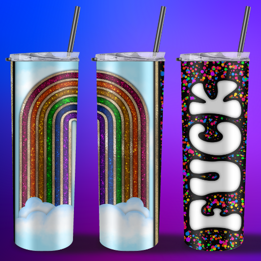 F@ck with bright colored Rainbow 20 oz Customized Travel Tumbler Mug