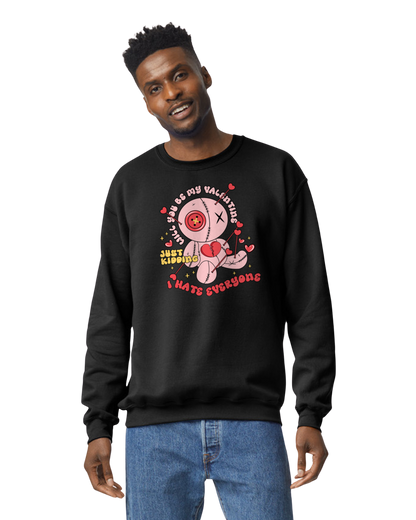 I Hate Everyone Voodoo Doll Anti-Valentine's Day Unisex Black Colored T-Shirt, Sweatshirt, or Hoodie