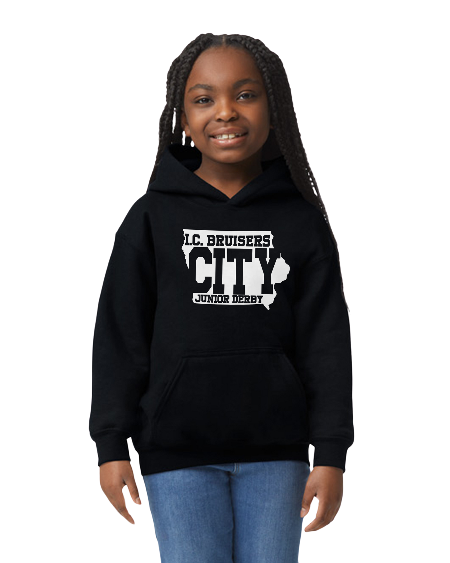 Iowa CIty Bruiser's (Blackheart) Roller Derby Unisex Youth Sizes T-Shirt/Hoodie/Sweatshirt/Zip Ups