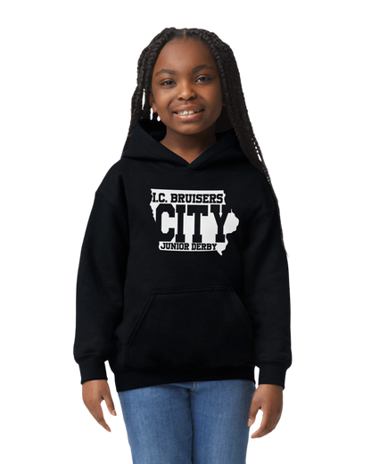 Iowa CIty Bruiser's (Blackheart) Roller Derby Unisex Youth Sizes T-Shirt/Hoodie/Sweatshirt/Zip Ups