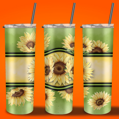 Sunflowers on green and yellow 20 oz Customized Travel Tumbler Mug